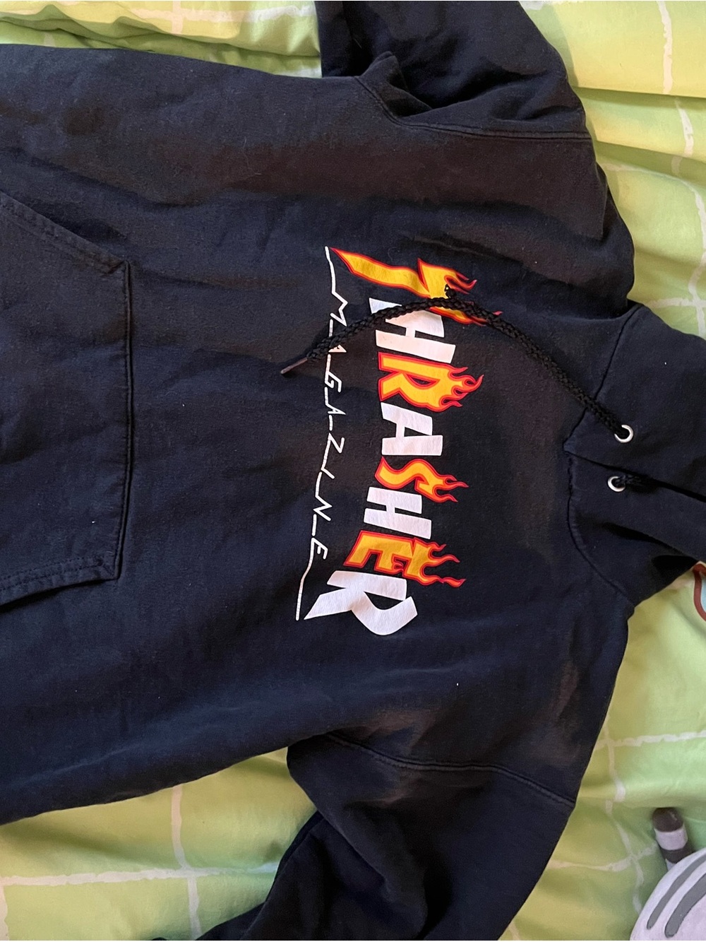 Thrasher Magazine Black Hoodie with Flame Logo Size small